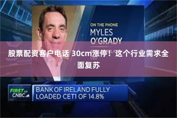   股票配资客户电话 30cm涨停！这个行业需求全面复苏