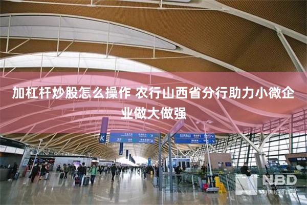 加杠杆炒股怎么操作 农行山西省分行助力小微企业做大做强