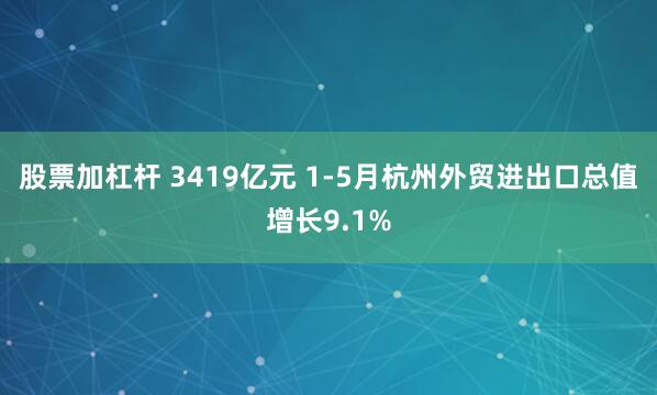 股票加杠杆 3419亿元 1-5月杭州外贸进出口总值增长9.1%