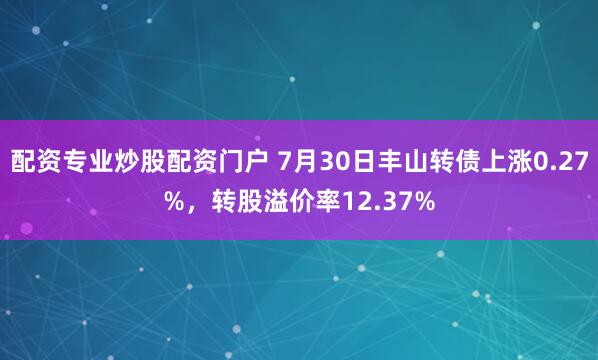 配资专业炒股配资门户 7月30日丰山转债上涨0.27%，转股溢价率12.37%
