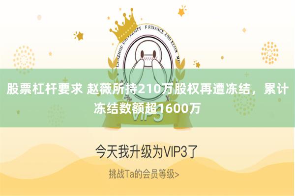 股票杠杆要求 赵薇所持210万股权再遭冻结，累计冻结数额超1600万
